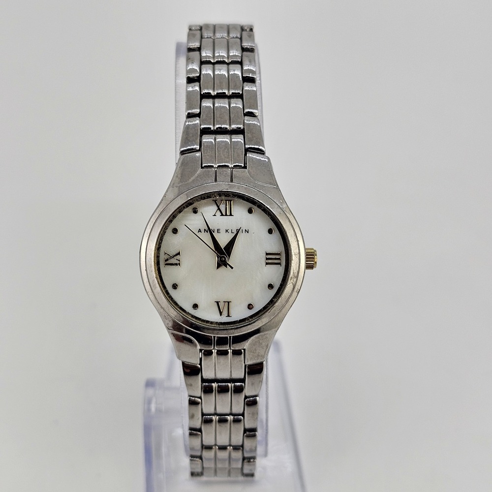 Anne Klein Women's Watch 26MM White Dial‎ Gray Bracelet Band 7.5" New Battery